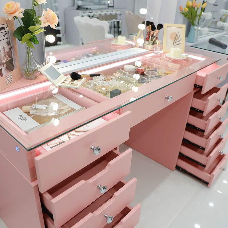 Pink Vanity with Bluetooth Mirror (39x32)