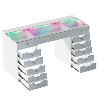 Vanity with Bluetooth Mirror  Multicolor Strip (39x32)