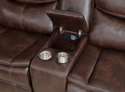 Upholstered Power Reclining Sectional Sofa Brown