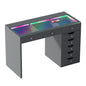 Black  Vanity Desk - 8 Storage Drawers