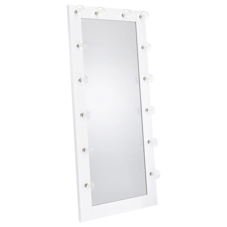 32 x 71 Inch Floor Mirror LED Lighting White Gloss