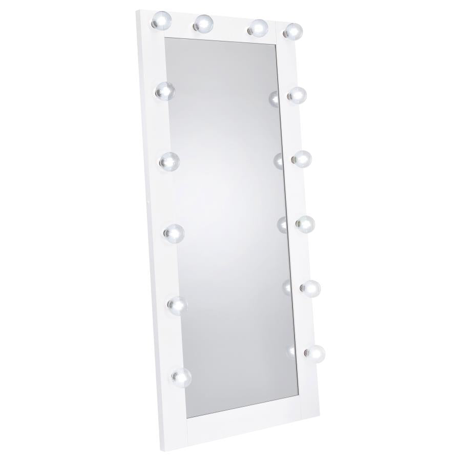 32 x 71 Inch Floor Mirror LED Lighting White Gloss