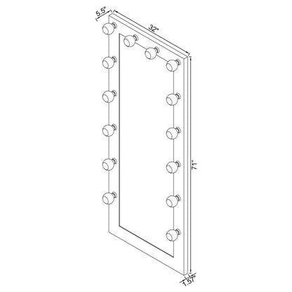 32 x 71 Inch Floor Mirror LED Lighting White Gloss