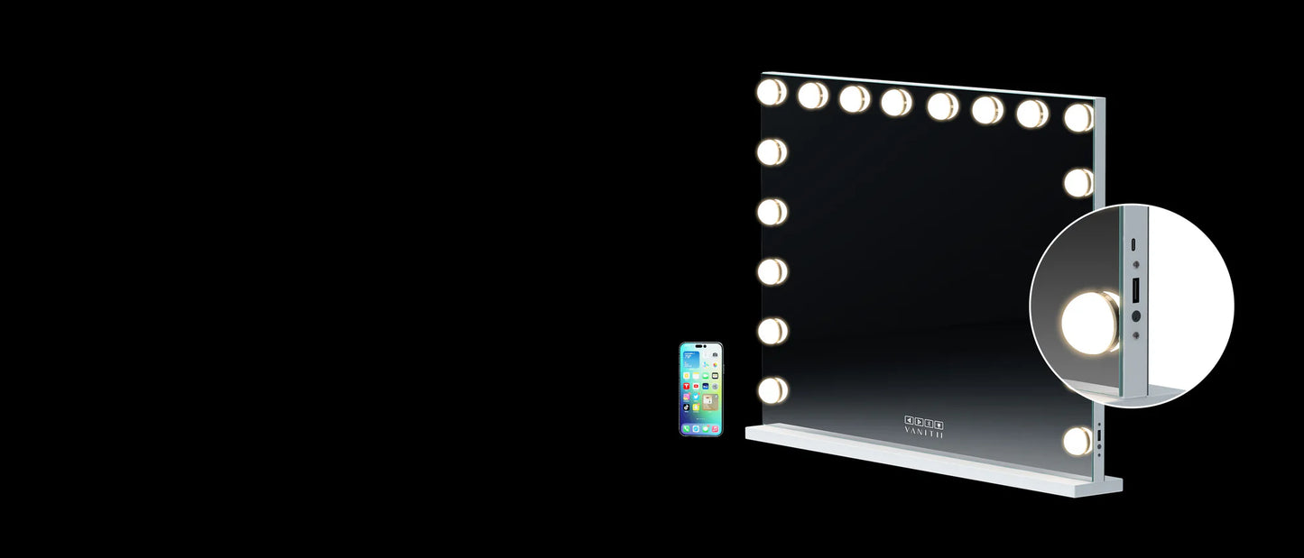 Mary Hollywood Vanity Mirror Pro with Bluetooth XXXL - 18 Dimmable LED Bulbs