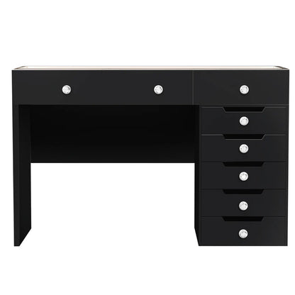 Black  Vanity Desk - 8 Storage Drawers